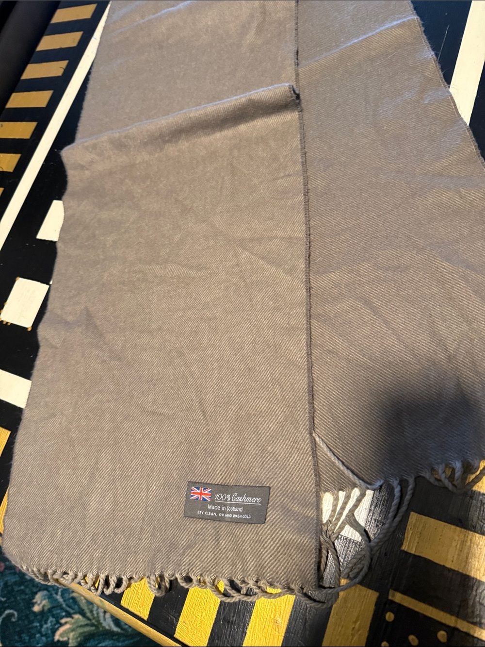 100% Cashmere Taupe Scarf - Classic Luxury Wrap